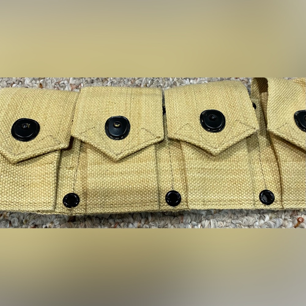 U.S Army Rifle Cartridge WWII Springfield 10 Pocket Canvas Ammo Belt Bandolier - Picture 4 of 4